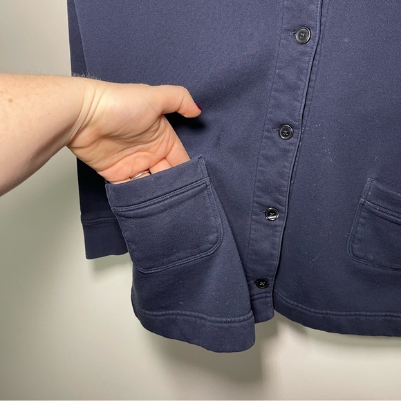 Land's End women's Navy long sleeve button down shawl collar cardigan in size M - Picture 7 of 9